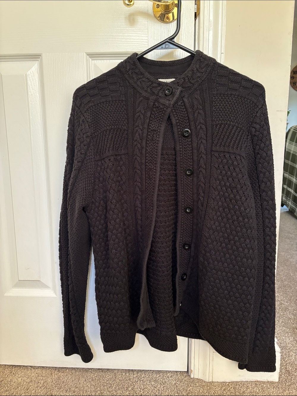 Women’s L.L.Bean Black Textured Knit Cardigan — Size Large